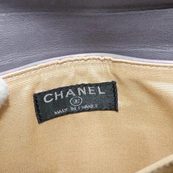 CHANEL Choco Bar Line Chain Hand Bag Enamel Gray Gold CC Auth bs28264 - Picture 13 of 16